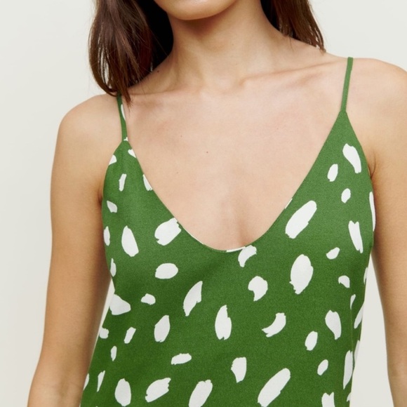 Reformation Tops - Reformation Women's Ventura White Green Cami Tank Top size Large Eclectic Artsy